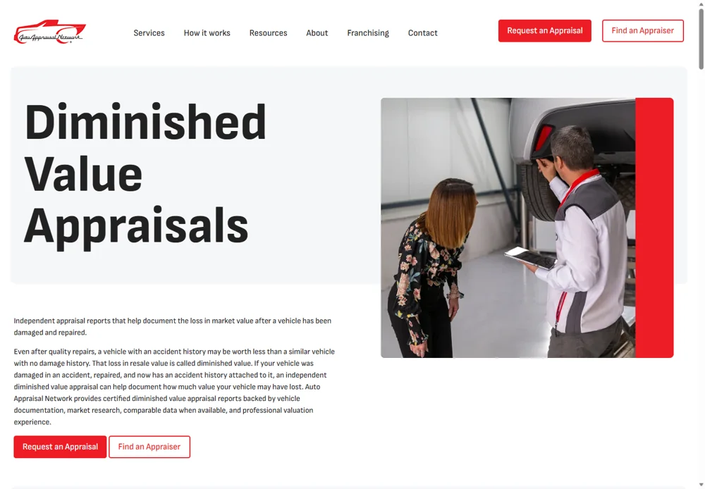 Auto Appraisal Network — Diminished Value Appraisals service page